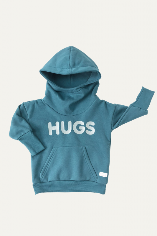 Bluza dziecięca z kapturem HUGS kolor morski
